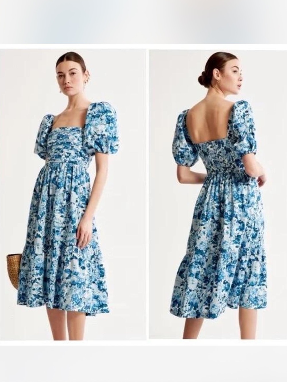 Abercrombie & Fitch Emerson puff sleeve midi dress L tall